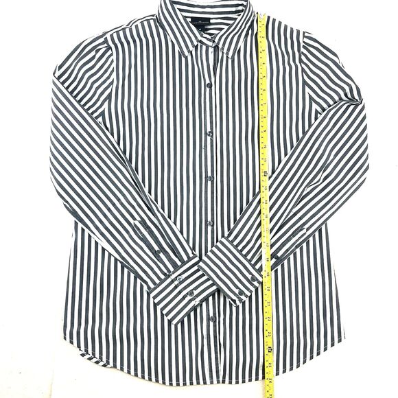 Worthington Blak White Striped Button Down Shirt Womens Size M - Picture 6 of 10
